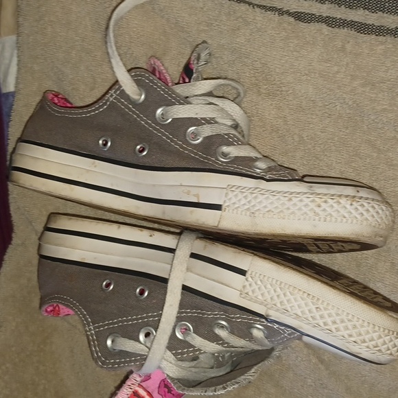 Gray and pink double tongue Converse sz6 - Picture 6 of 8